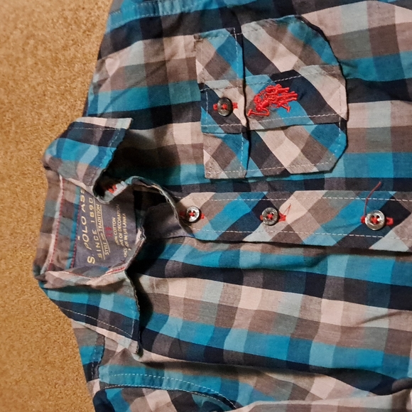U.S. Polo Assn. Plaid Button Down Blue Shirt - Picture 4 of 7